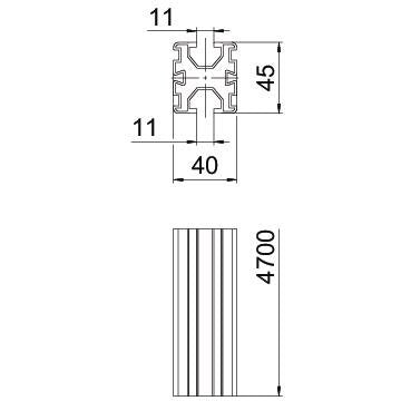 OBO Bettermann - Solar-Montageprofil Trägerprofil TP 45 4700 ALU S Aluminium eloxiert − 4 Stück