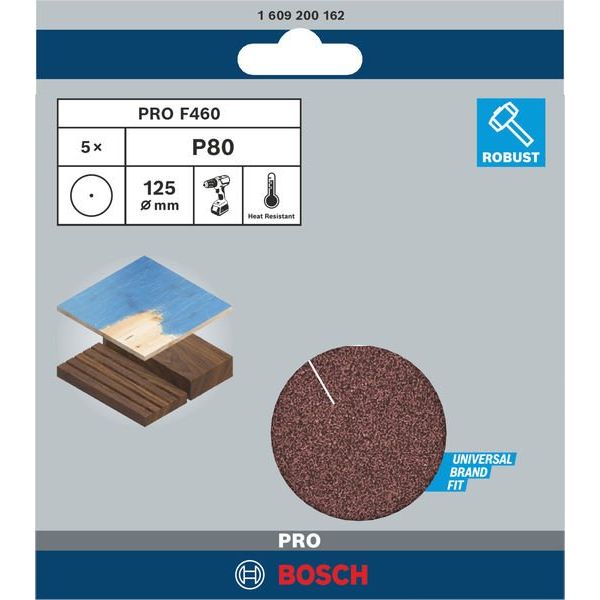 Bosch - Schleifpapier/Schleifvlies PRO F460 Schleifblatt, 125 1609200162 mm, G80, 5-tlg