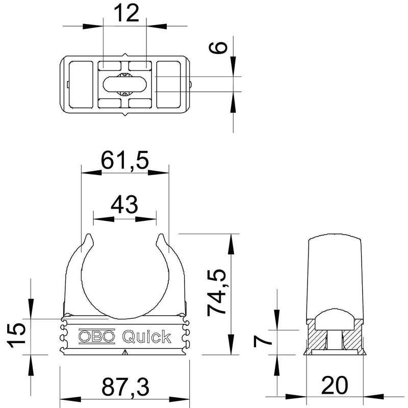 OBO Bettermann - Rohrschelle Quick-Klemmschelle 2955 M63 lgr − 20 Stück