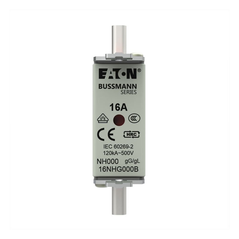 Eaton - Messersicherung Sicherungseinsatz Nieders. NH FUSE 16#16NHG000B 16A AC 500V 120kA − 3 Stück