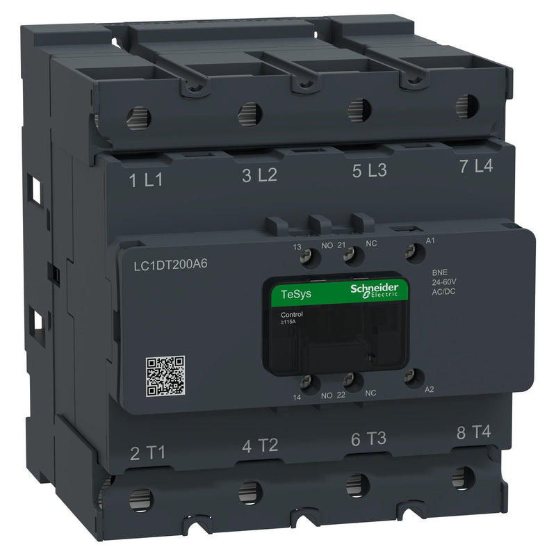 Schneider Electric - Leistungsschütz zum Schalten von Wechselstrom Schütz 4P 200A AC1 LC1DT200A6BNE 24-60V AC/DC 1S1Ö