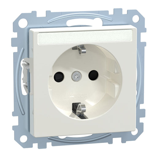 Merten - Steckdose SCHUKO-Steckdose pws/gl MEG2302-0319 mit Schriftfeld
