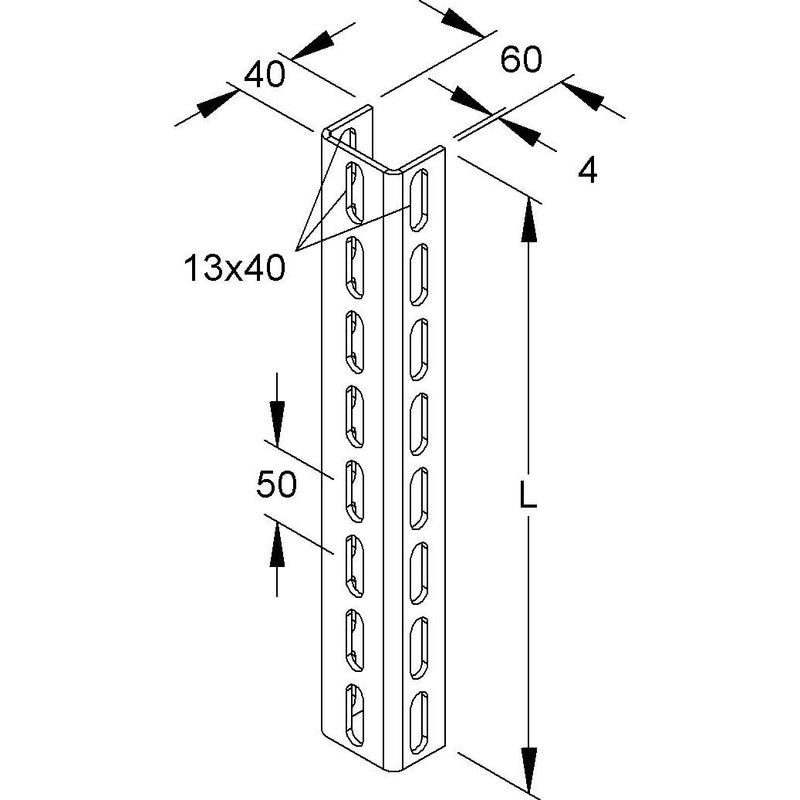Niedax - Stiel/Profilschiene Profil U 6040/3000 F − 3 Meter