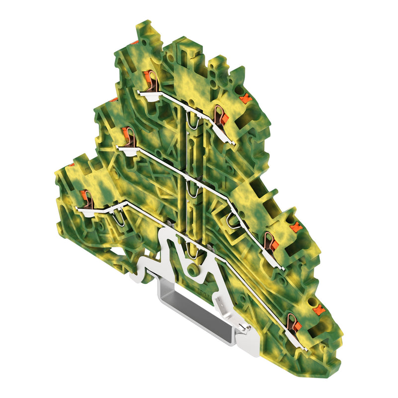 WAGO GmbH & Co. KG - Durchgangs-Reihenklemme Dreistockklemme 2200-3207 gn-ge − 40 Stück