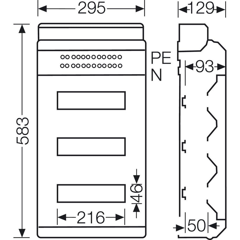 Hensel - Installationskleinverteiler KV 90-Automatengehäuse KV 9336 M 36TE IP65 metr.Vorpr