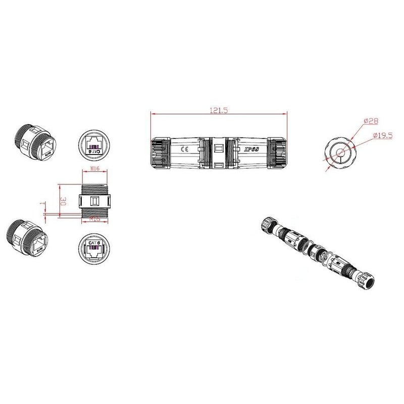 EFB-Elektronik - Modulare Kupplung Durchführungskupplung IP68DFKRJ456AWP RJ45 Cat.6A IP68