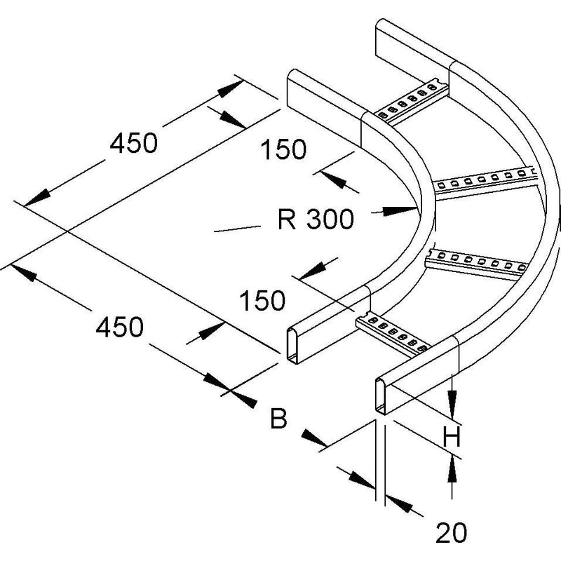 Niedax - Bogen für Kabelleiter Kleiner Bogen KRCBK 60.525 F
