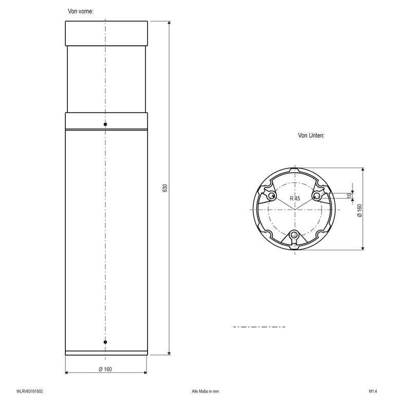EVN Lichttechnik - Wegeleuchte LED-Wegeleuchte WLRV63101502 3000K 630mm anth