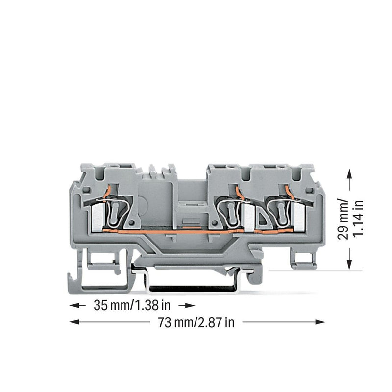 WAGO - Durchgangs-Reihenklemme 3-Leiter-Durchgangsklemme 880-681/999-940 4mm² − 100 Stück