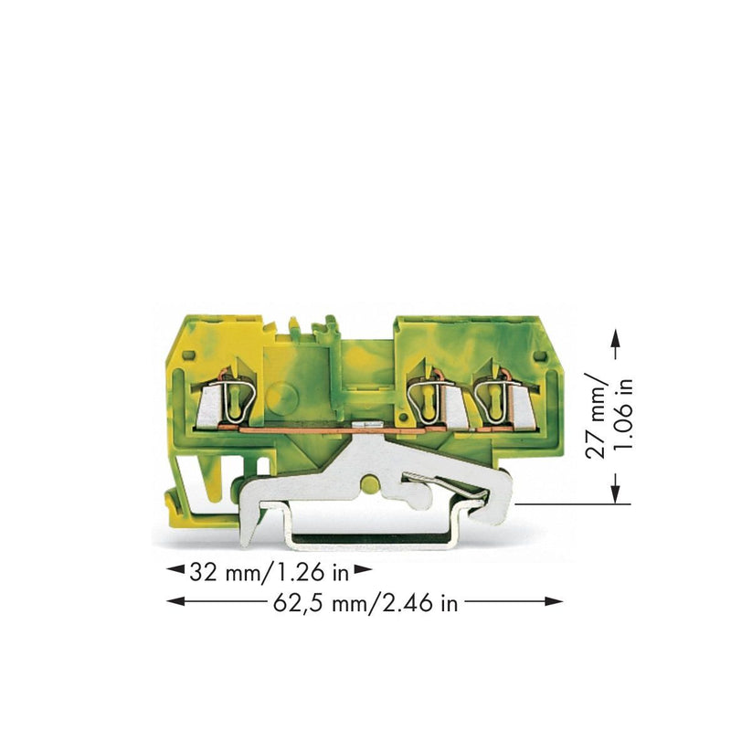 WAGO - Schutzleiter-Reihenklemme Schutzleiterklemme 279-687 gn/ge 0,08-1,5qmm − 100 Stück