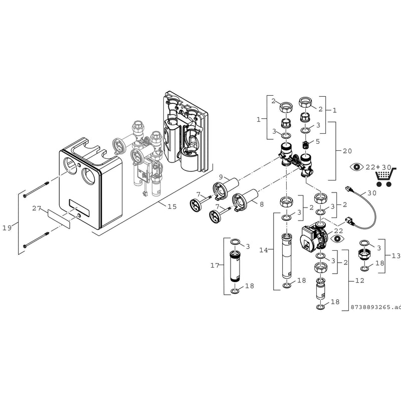Bosch Thermotechnik - Hydraulische Regelstation Heizkreisset ohne Mischer HS 25/4 s 278x290x190