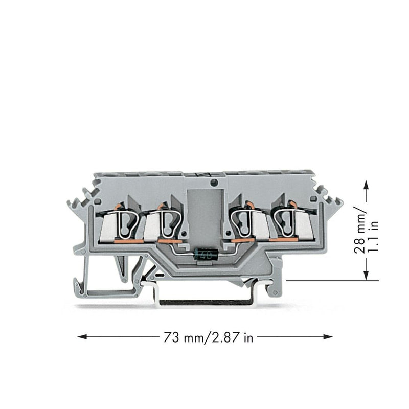 WAGO - Bauelement-Reihenklemme 4-Leiter-Diodenklemme 2,5 280-623/281-411 mm² grau − 100 Stück
