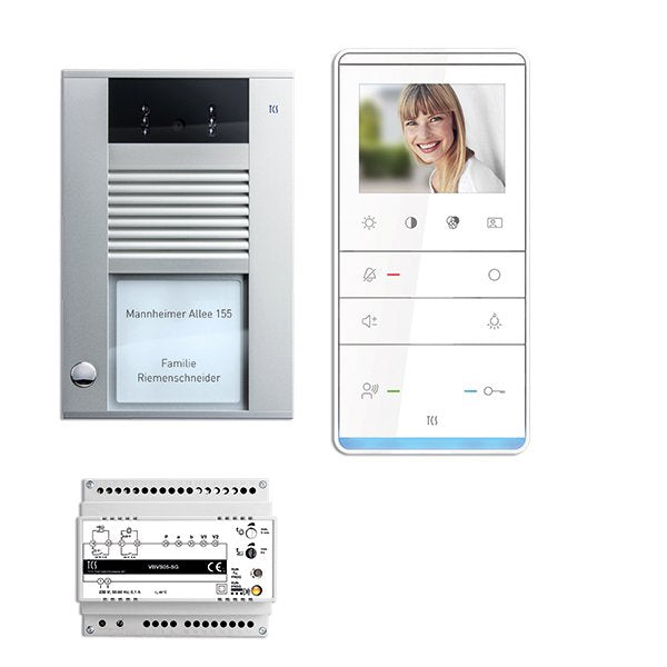 TCS Tür Control - Türsprech-Set Videosprechanlgenset color PVE16010-0010 1 Taste AP, Freispr