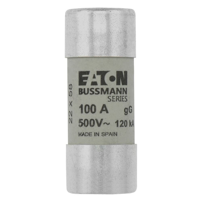 Eaton - Zylindrische Sicherung Sicherungseinsatz Nieders. CYL GG 22,#C22G100S 100A AC 500V 120kA − 10 Stück