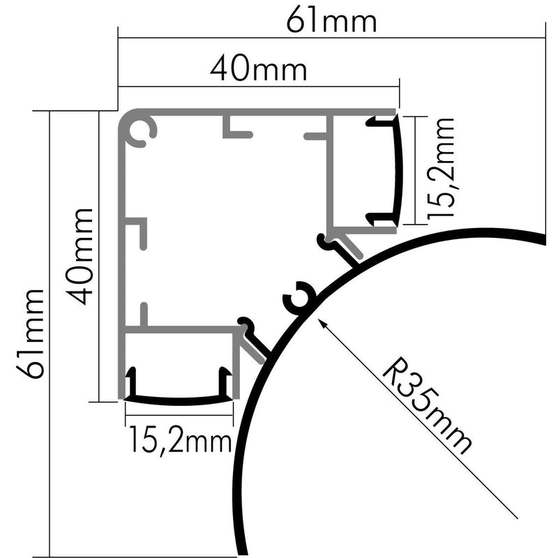 Nobile - Zubehör/Ersatzteile für Lichtschlauch/-band Alu Eck-Profil 2m 5011150002 Abdeckung transp.