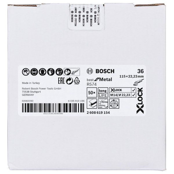 Bosch - Trenn-/Schleifscheibe PRO R574 X-Lock 2608619154 Fiberscheibe 115 mm