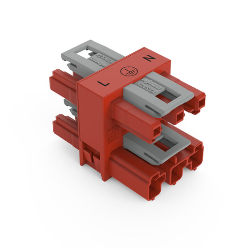 WAGO - Kompaktverteiler für steckbare Gebäudeinstallation 3-fach-Verteiler 3-polig 770-907 Kod. P,rot − 50 Stück