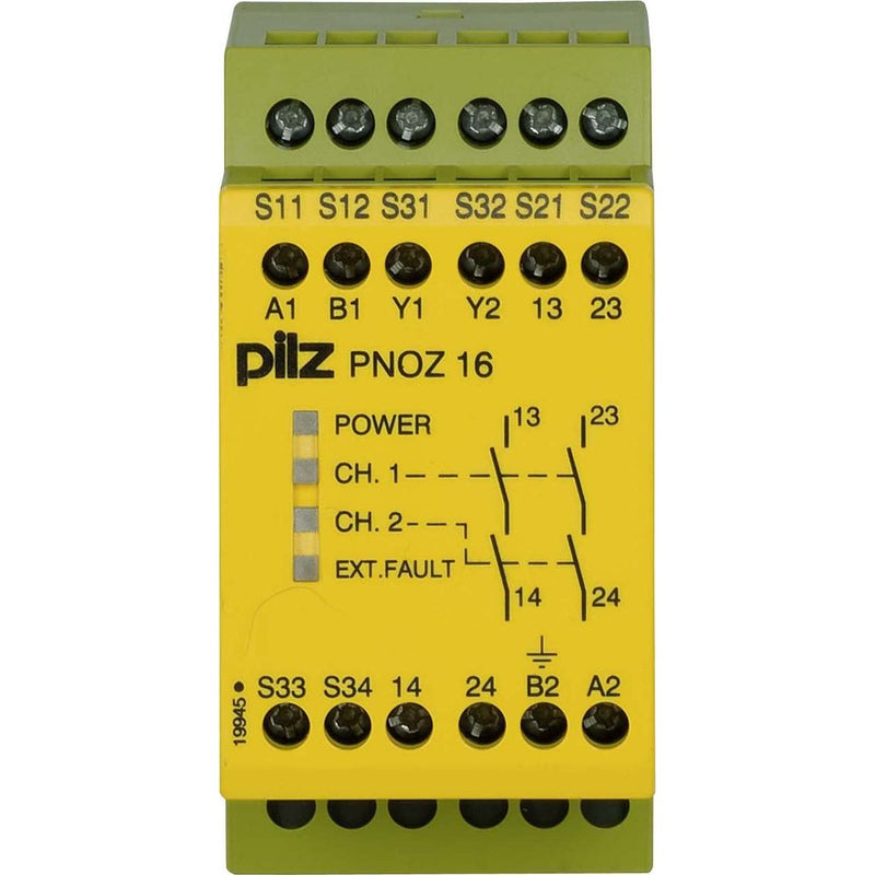 Pilz - Gerät zur Überwachung von sicherheitsgerichteten Stromkreisen Not-Aus-Schaltgerät PNOZ 16 #774066 230VAC 24VDC 2n/o