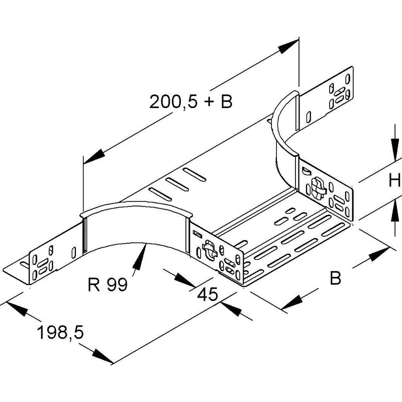 Niedax - Anbau-Abzweigstück für Kabelrinne Anbau-T-Stück RTAC 60.100 S 60x102mm