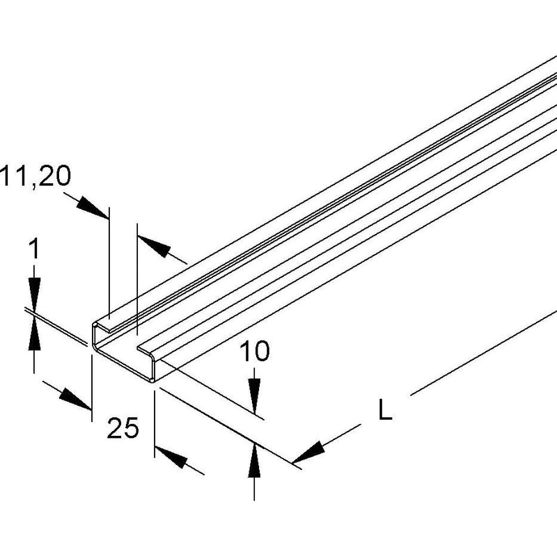 Niedax - Stiel/Profilschiene Reihenschiene 2913/2 GO − 50 Meter