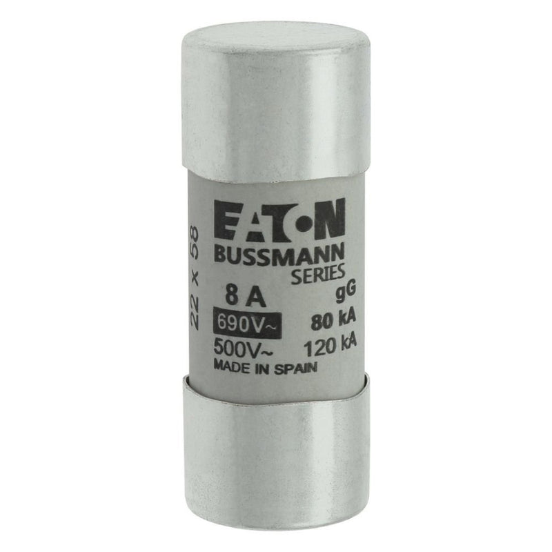 Eaton - Zylindrische Sicherung Sicherungseinsatz Nieders. CYLINDRICA#C22G8 8A AC 690V 80kA − 10 Stück