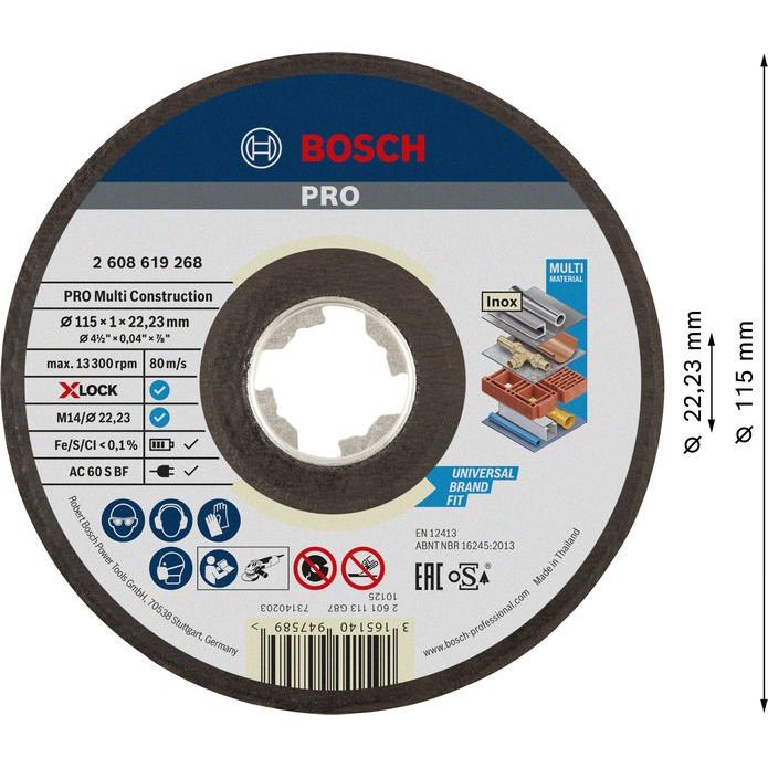 Bosch - Trenn-/Schleifscheibe PRO Multi Material X-Lock 2608619268 Trennscheibe 115 x 1