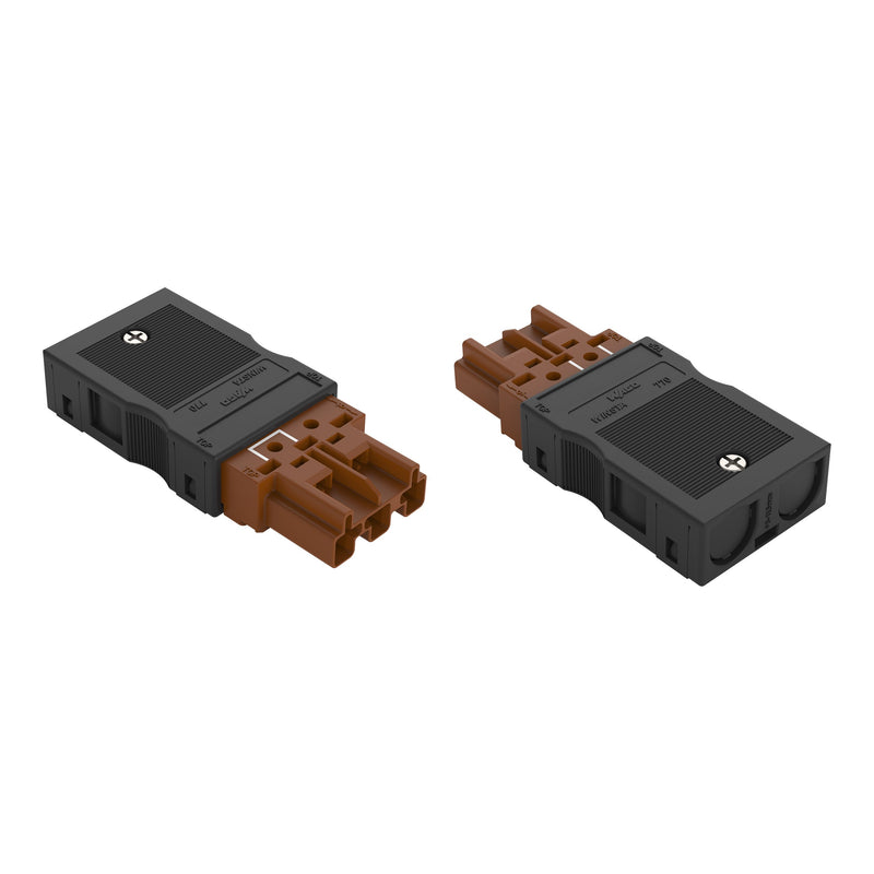 WAGO - Steckverbinder für steckbare Gebäudeinstallation Brückungsstecker 770-1373/146-000 3-polig,braun − 25 Stück