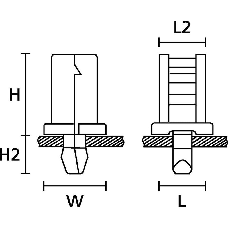 HellermannTyton - Befestigungssockel und -element für Kabelbinder Keilsockel TY5-K3-HS-NA-C1 − 100 Stück