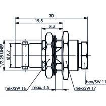 Telegärtner - Koax-Steckverbinder BNC Kabeleinbaubuchse 100023554 UG-910B/U MIL/75 Ohm