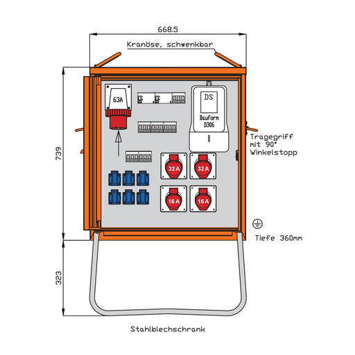 Walther Werke - Baustromverteiler Endverteiler WEV0821R1 44kVA