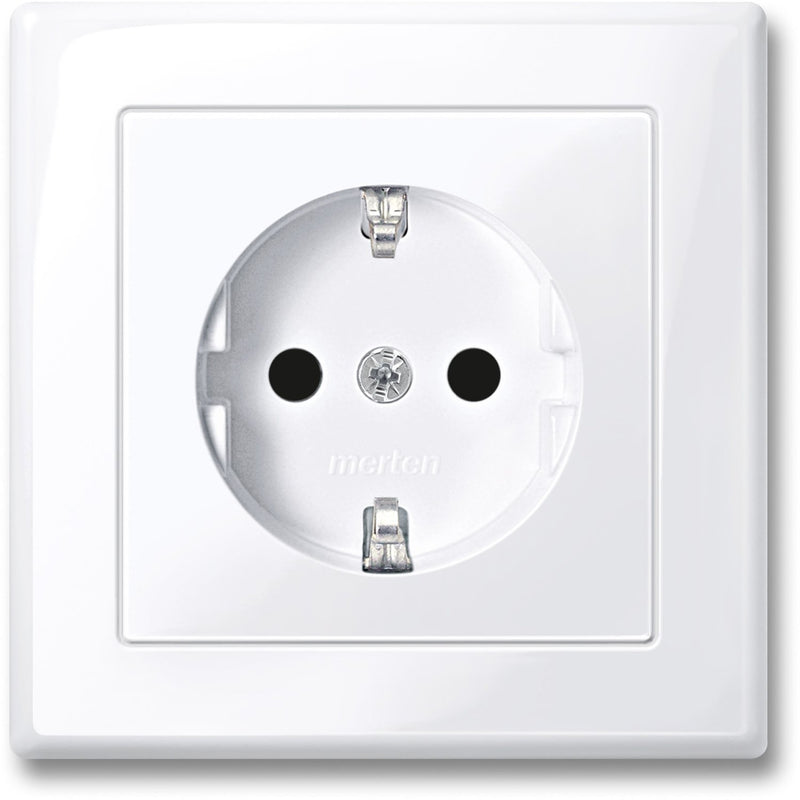 Merten - Steckdose SCHUKO-Steckdose aws/gl MEG2300-1425 volle Abdeckplatte