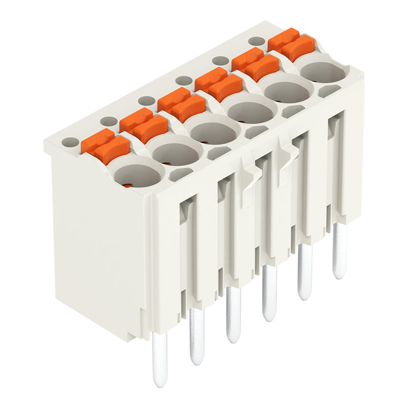 WAGO - Leiterplattensteckverbinder 1-Leiter-THT-Federleiste 2091-1176 CAGE CLAMP,lichtgrau − 100 Stück
