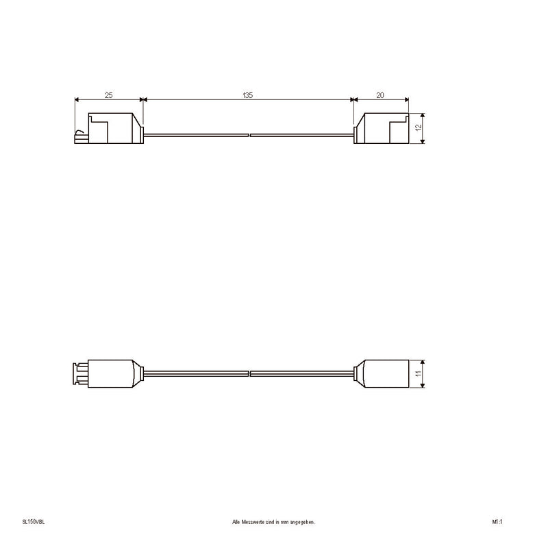 EVN Lichttechnik - Steckverbinder für steckbare Gebäudeinstallation Verbindungsleitung SL015VBL 150mm
