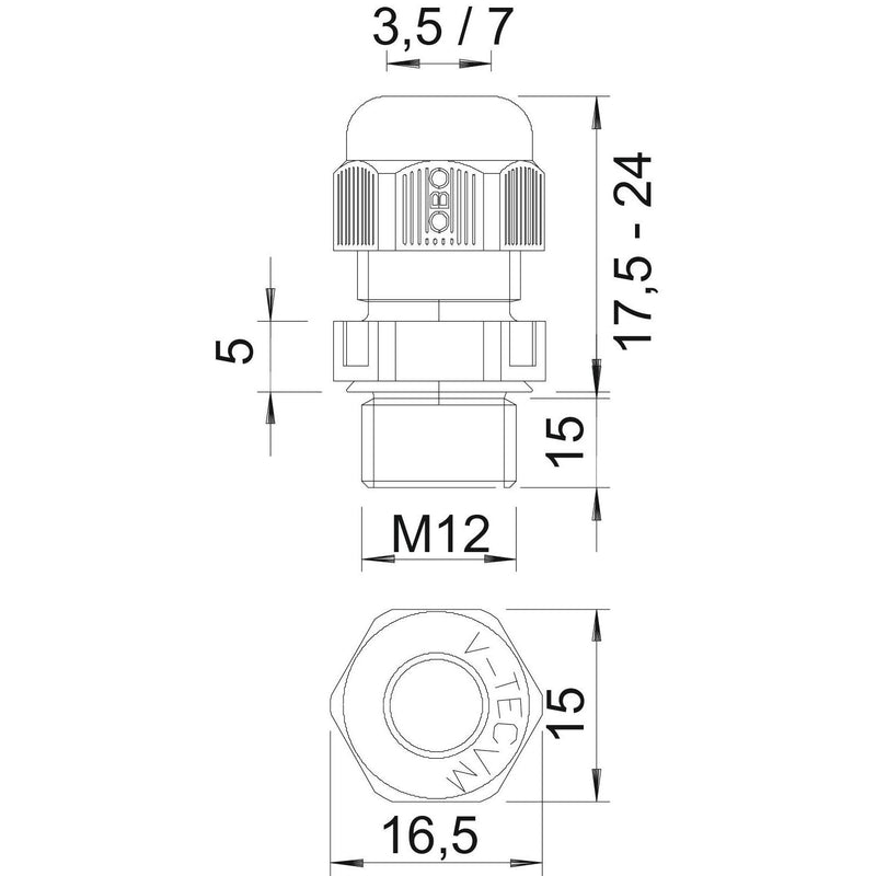 OBO Bettermann - Kabelverschraubung Ms-Verschraubung V-TEC VM LM12 MS M12 Langgewinde − 50 Stück