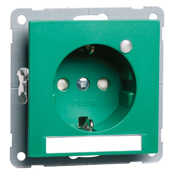 Peha - Schalter-/Steckdosenkombination Steckdose SCHUKO grün D 20.6511.422LED/4NA Beschriftungsf. LED