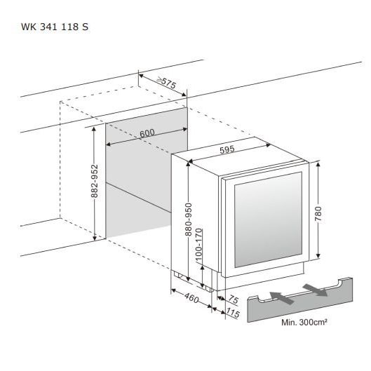 Amica - Weinkühlschrank Wein-Klimagerät WK 341 118 S X-Type Design,UB-f
