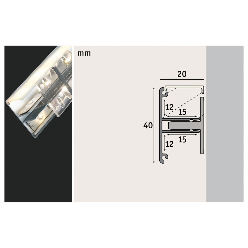 Paulmann - Zubehör/Ersatzteile für Lichtschlauch/-band LED-Strip Profil 705.19