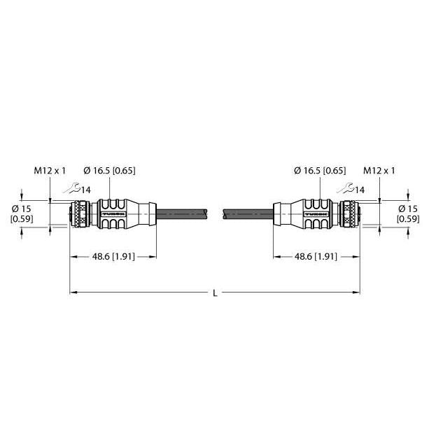 Turck - Rundsteckverbinder, feldkonfektionierbar (Industriesteckverbinder) Verbindungsleitung RKSD-RKSD-4422-20M Industrial Ethernet