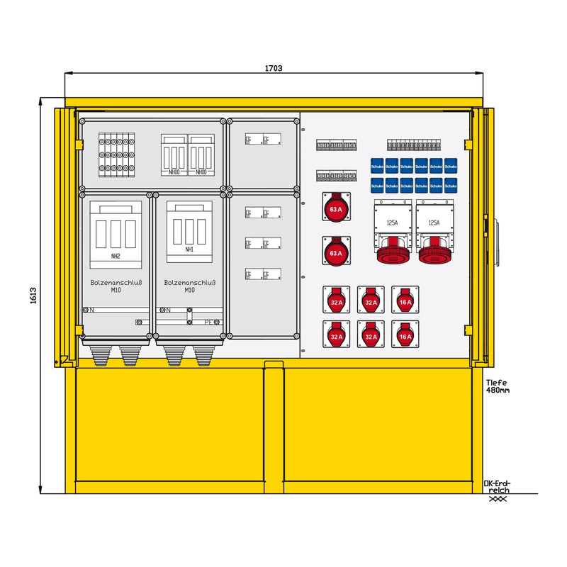 Walther Werke - Baustromverteiler Edelstahlstromverteiler 83216200 mit 8 RCDs TypA