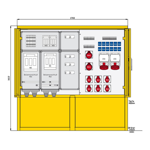 Walther Werke - Baustromverteiler Edelstahlstromverteiler 83216200 mit 8 RCDs TypA