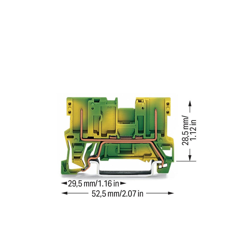 WAGO - Schutzleiter-Reihenklemme 2-Pin-PE-Basisklemme 769-227 grün-gelb − 100 Stück