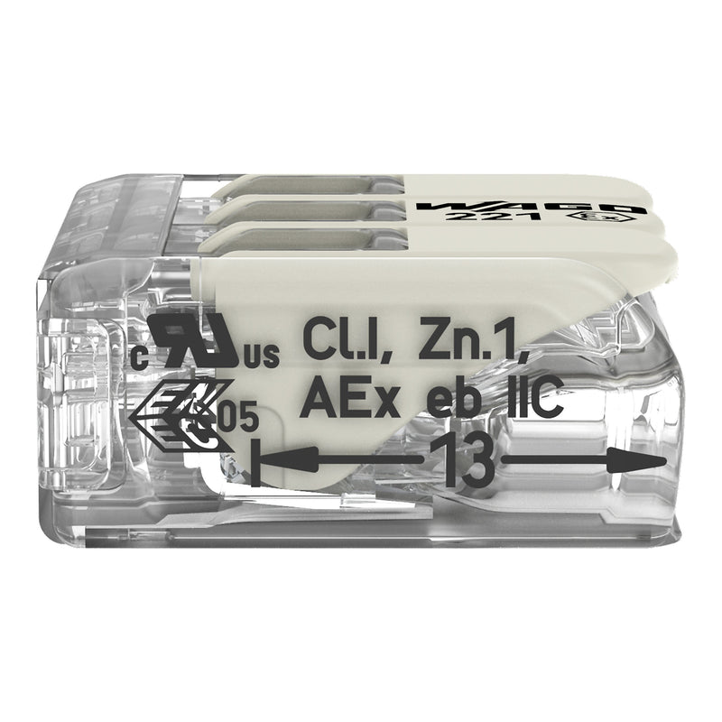 WAGO GmbH & Co. KG - Steckklemme COMPACT-Verbindungsklemme 221-683 Ex e,transparent − 30 Stück