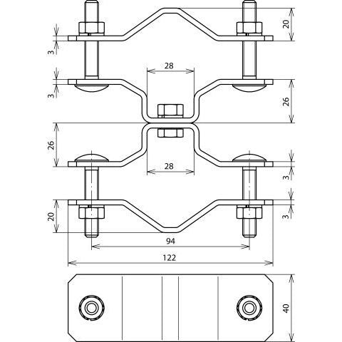 DEHN - Zubehör/Ersatzteile für Erdung und Blitzschutz Geländerbefestigung BS D40.50 D48.60 V2A D 48-60mm