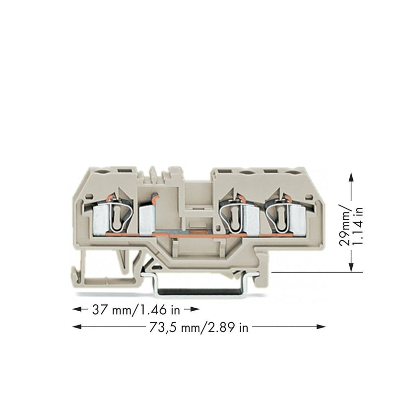 WAGO - Durchgangs-Reihenklemme 3-Leiter-Durchgangsklemme 281-993 4mm² − 50 Stück