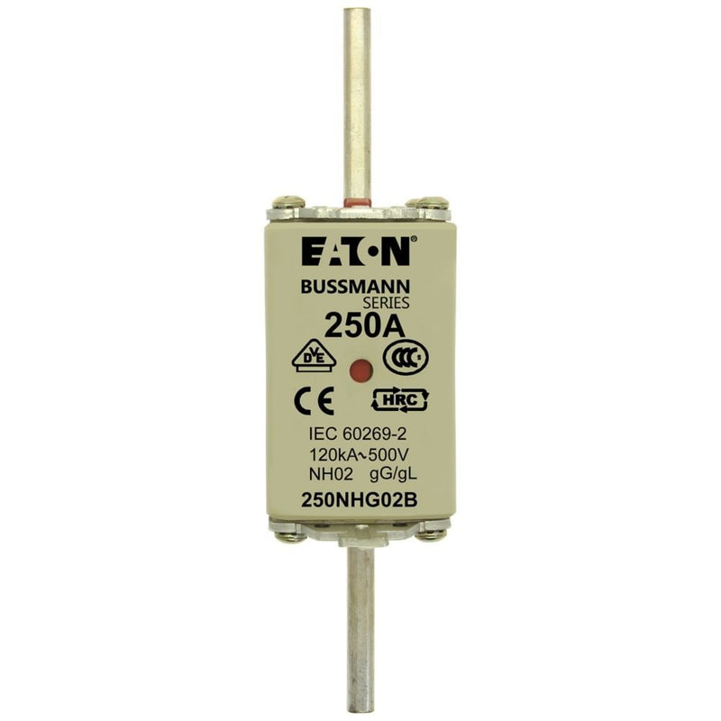 Eaton - Messersicherung Sicherungseinsatz Nieders. NH FUSE 25#250NHG02B 250A AC 500V 120kA − 3 Stück
