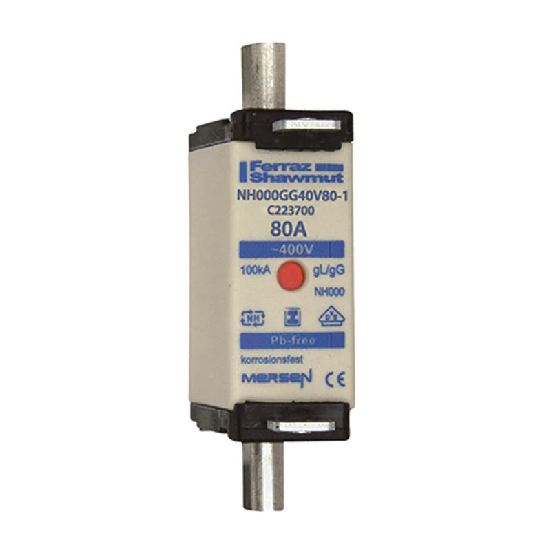 Mersen - Messersicherung Sicherungseinsatz NH gG NH000GG40V80-1 Gr.000 80A SGL KM − 9 Stück