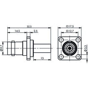 Telegärtner - Koax-Steckverbinder BNC-Kabelbuchse 100023380 50Ohm m.Flansch − 5 Stück