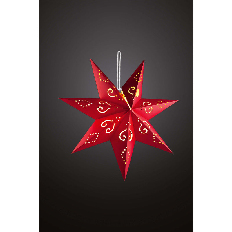 Hellum - Festbeleuchtung LED-Papierstern rot 60cm 521795 ww mit Fernbedienung