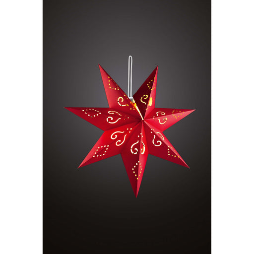 Hellum - Festbeleuchtung LED-Papierstern rot 60cm 521795 ww mit Fernbedienung