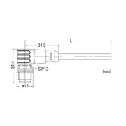 WAGO - Konfektioniertes Sensor-Aktor-Kabel Sensor-/Aktorleitung M12A 756-5312/030-015 St., winklig,3-polig